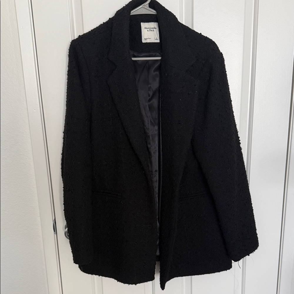 Abercrombie & Fitch black textured tweed blazer